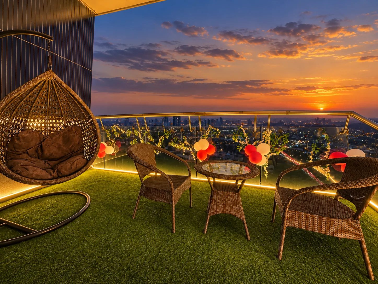Noida skyline at night seen from a Mulberry Homes room in Supernova Spira