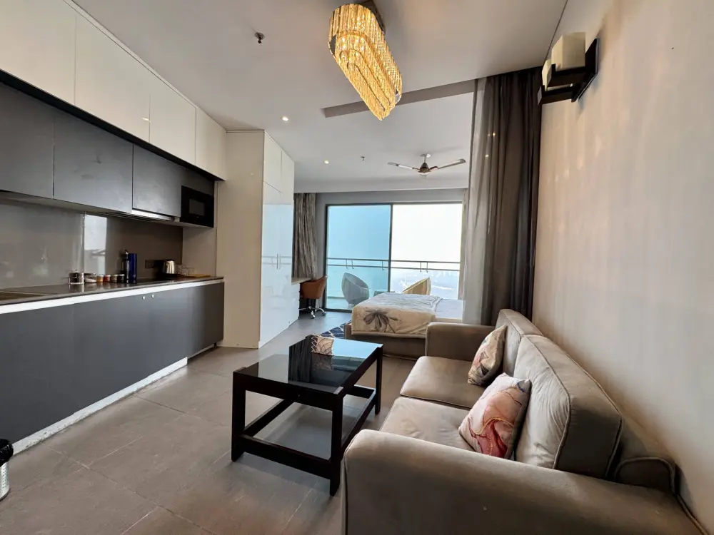 open plan living and kitchen area at Supernova Spira Noida