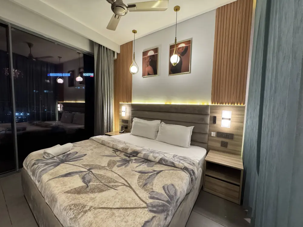 anniversary decor in bedroom at Supernova Spira Mulberry Homes Noida