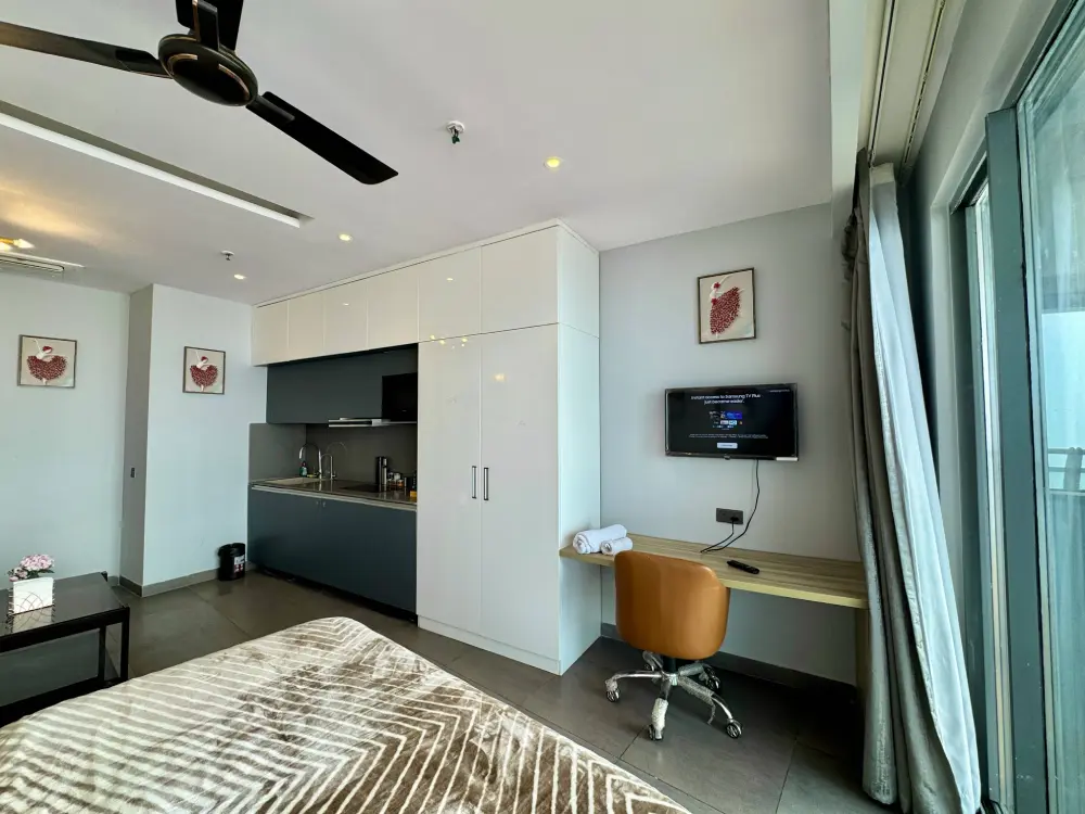 wide angle bedroom and living area in RiverEase 29 Mulberry Homes Noida