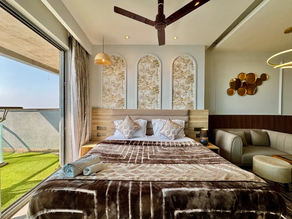 modern bedroom with wooden accents in Eleve 31 Supernova Spira Noida