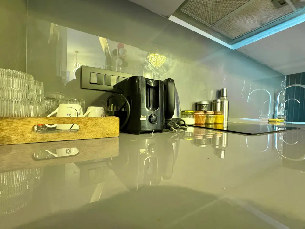 kitchen with river view in Panorama 32 Supernova Spira Noida