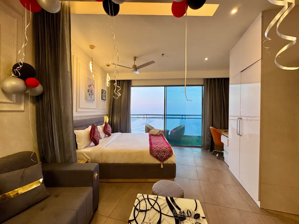 living room with balloon decor in Panorama 32 Mulberry Homes Noida