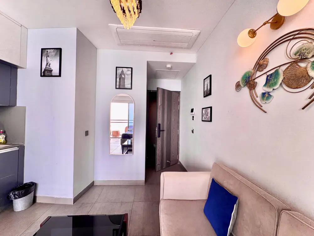 Balcony with panoramic city view at Mulberry Homes Supernova Noida