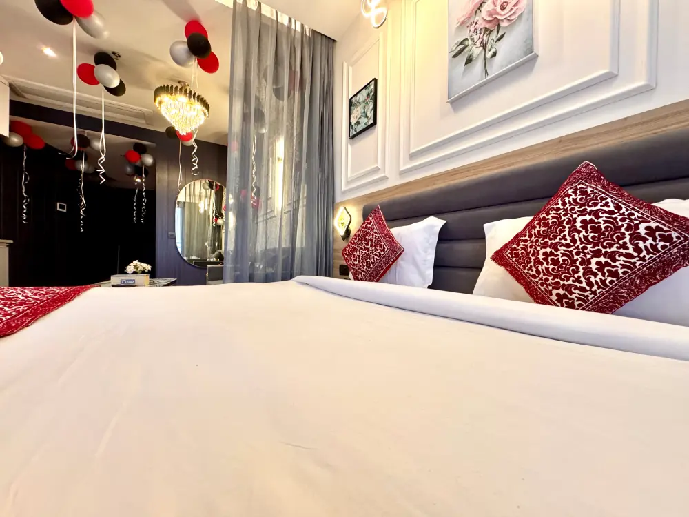 Celebration room decor setup at Mulberry Homes Supernova Noida