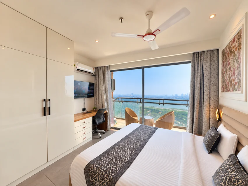 Bedroom · Window View at RiverBliss 28, Supernova Spira Noida