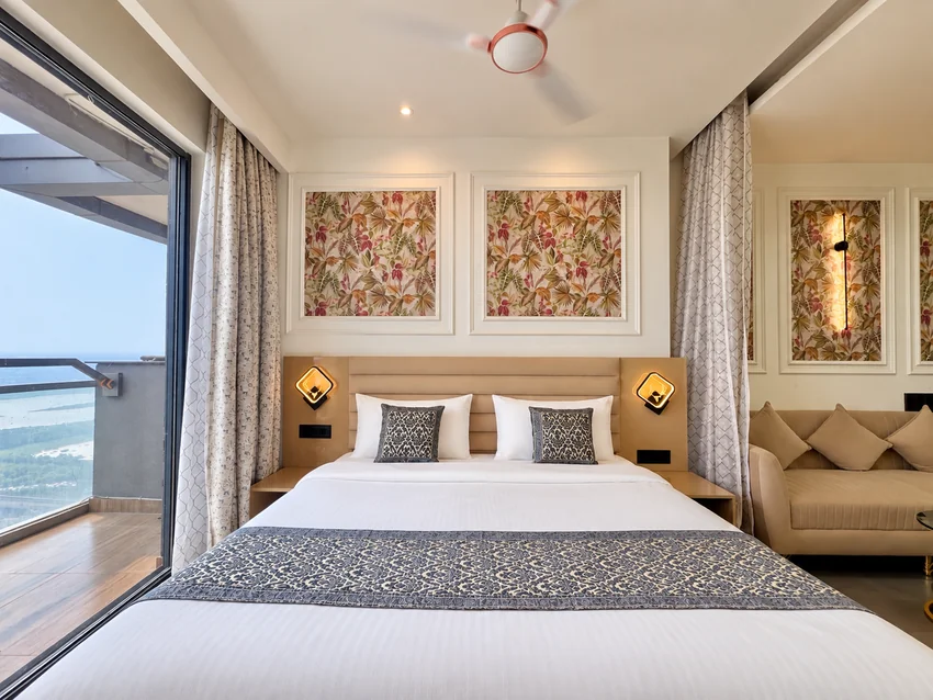 Bedroom · Blue Decor at RiverBliss 28, Supernova Spira Noida