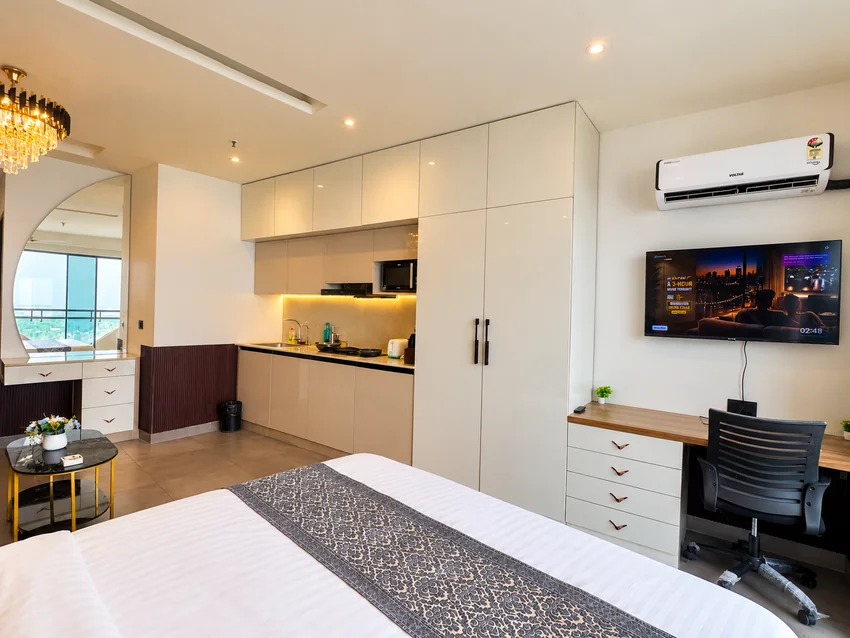Bedroom · TV & Wardrobe at RiverBliss 28, Supernova Spira Noida