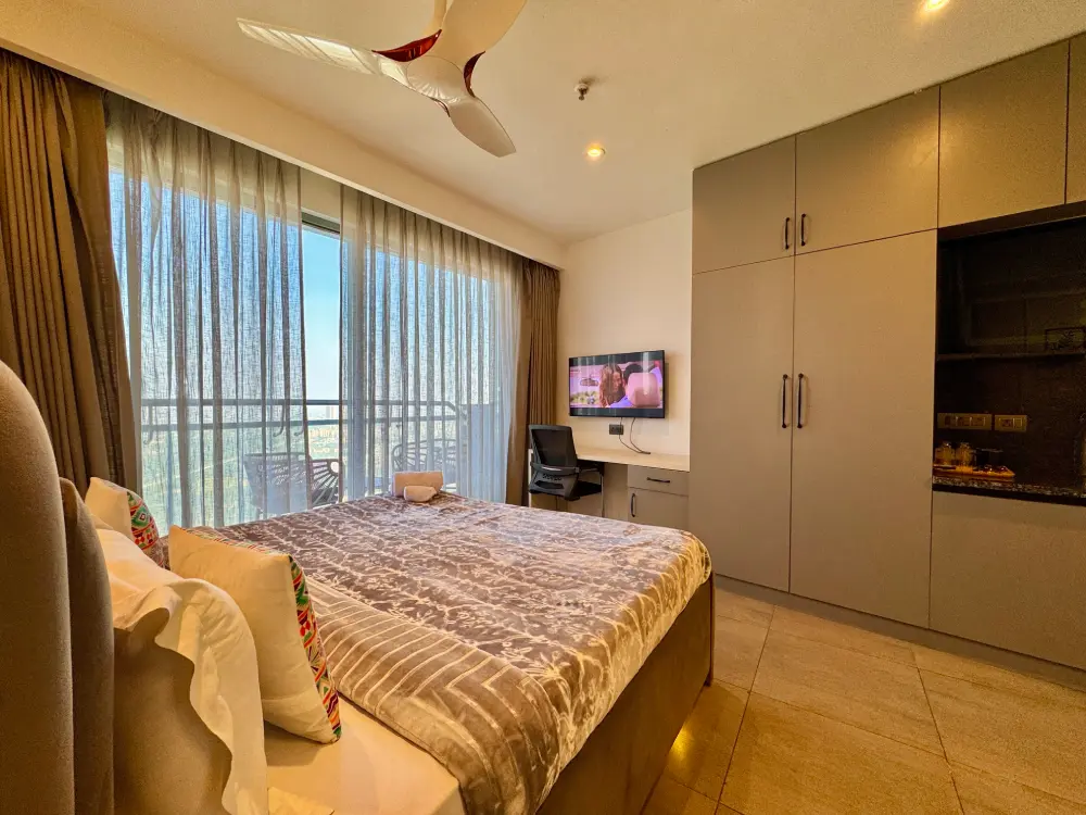 Panorama 32 luxury bedroom with celebration decor Supernova Noida