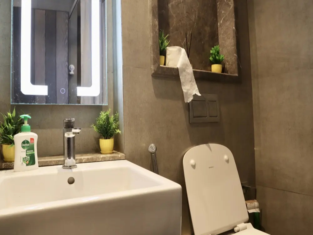 Cozy bedroom at RiverCrest 39 private apartment Noida