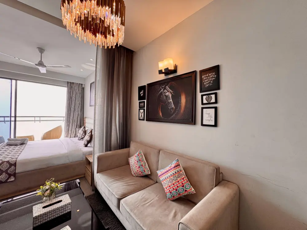 Service apartment Noida spacious bedroom Supernova Spira