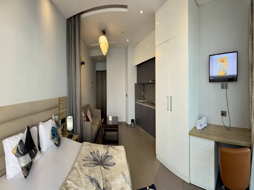 wide city view from high-rise room at Supernova Spira Noida