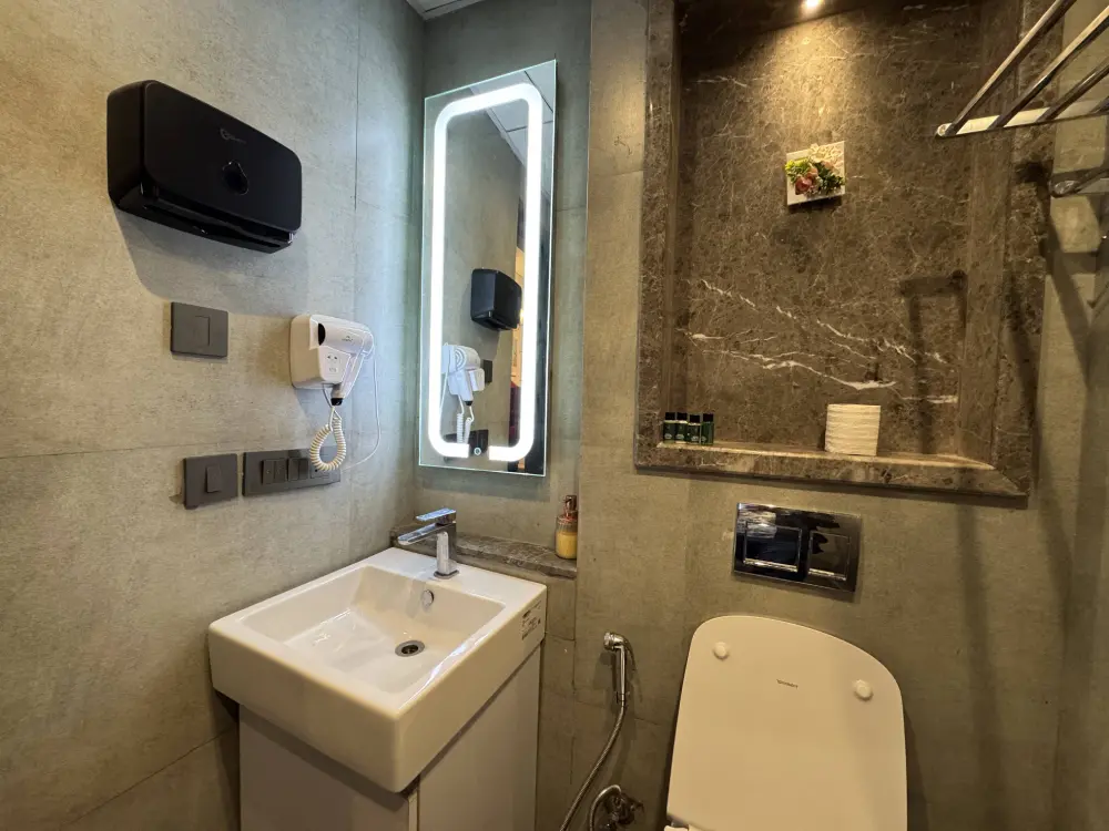 luxury bathroom with shower at Mulberry Homes Supernova Noida