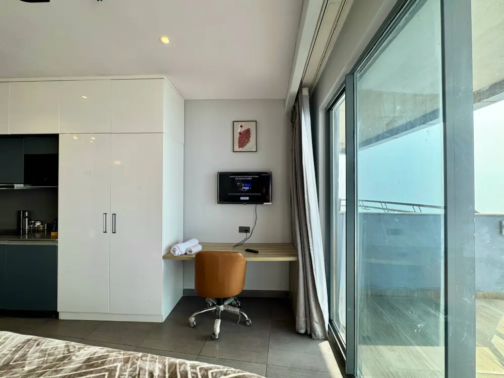 compact bedroom with river view in RiverEase 29 Mulberry Homes Noida