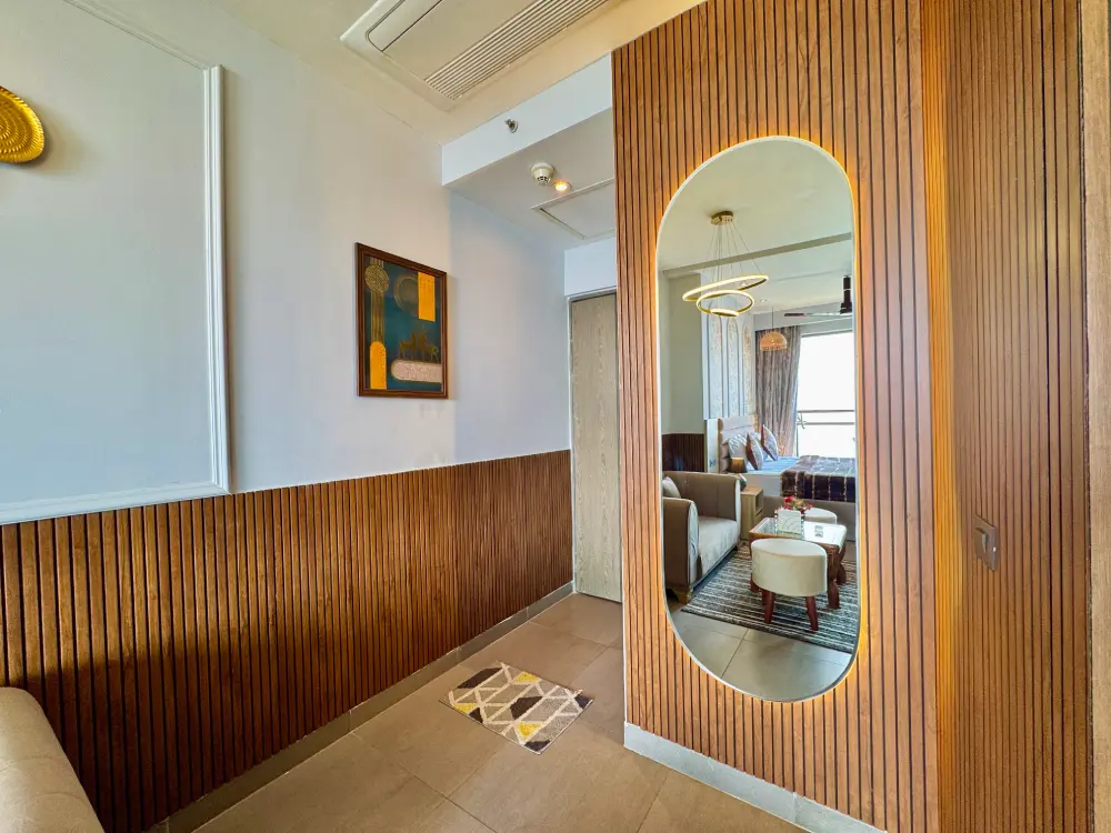 dressing mirror with wooden wardrobe in Eleve 31 Supernova Spira Noida