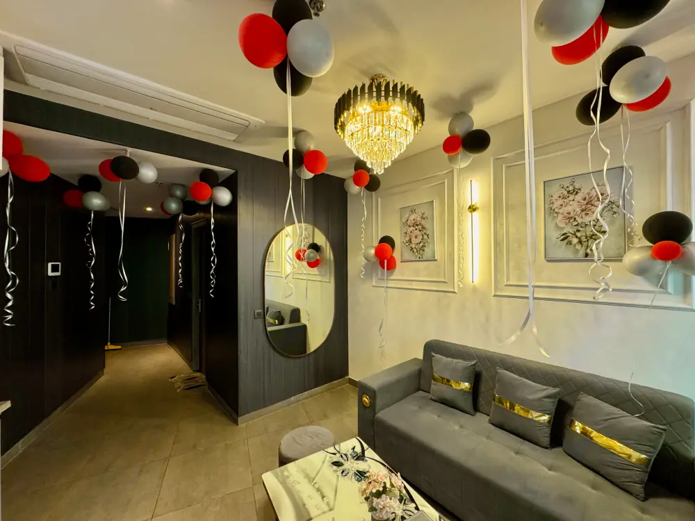 celebration decor in bedroom at Panorama 32 Supernova Spira Noida