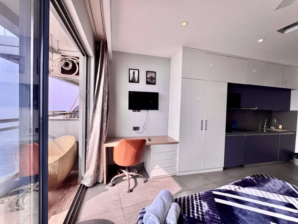 Modern room interior at Mulberry Homes private Airbnb Noida