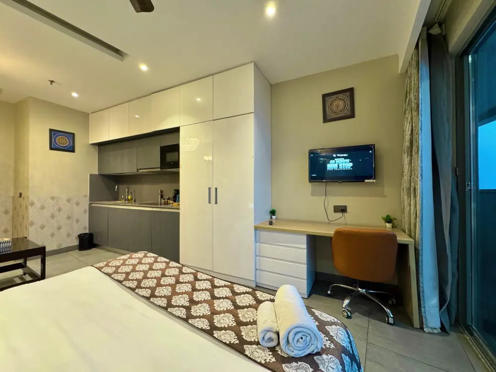 Bedroom with TV unit at Mulberry Homes Supernova Spira Noida