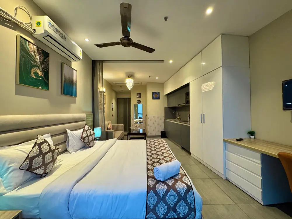 Wide bedroom layout at Mulberry Homes Supernova Noida