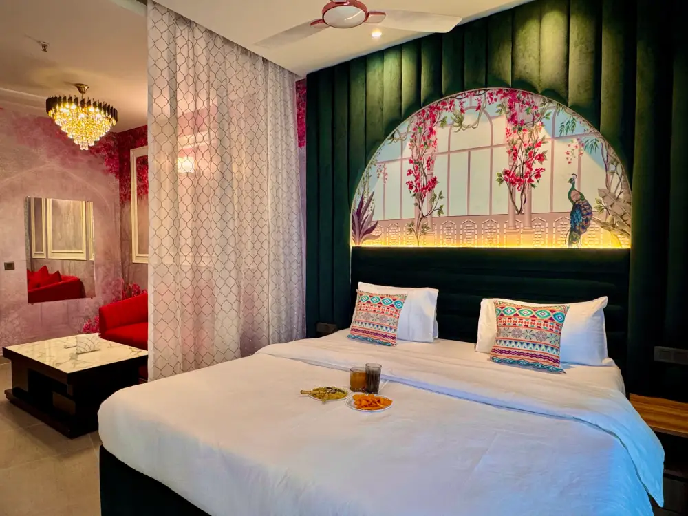 Wide view bedroom at Airbnb Mulberry Homes Supernova Noida