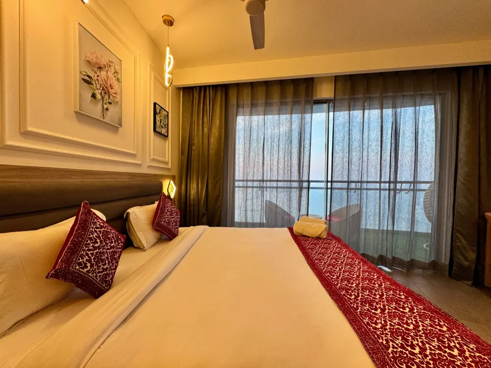 Luxury bedroom in Supernova 94 city view apartment by MulberryHomes